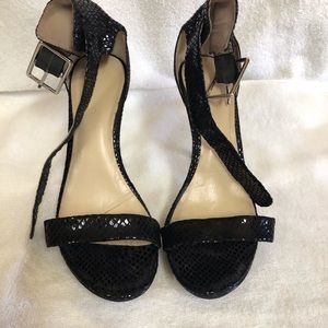 CALVIN KLEIN Leather (w/snakeskin look) 4” Platform heels